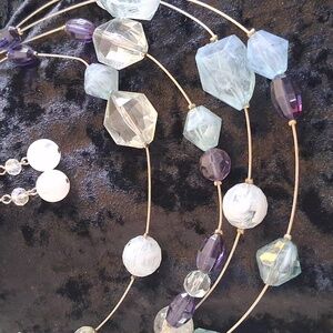 Chico's Multicolor Beaded Cable Necklace and Earring Set 18 In L.